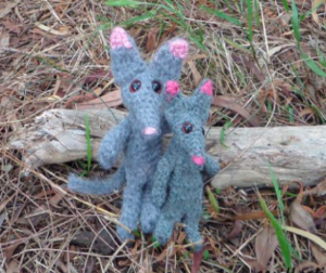 two crochet bilbies