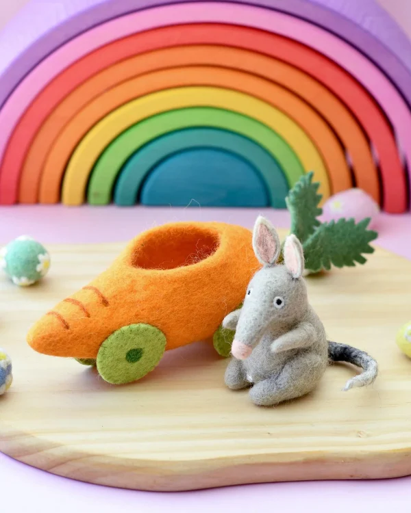 Felt Bilby Figurine in Carrot Car - Image 3