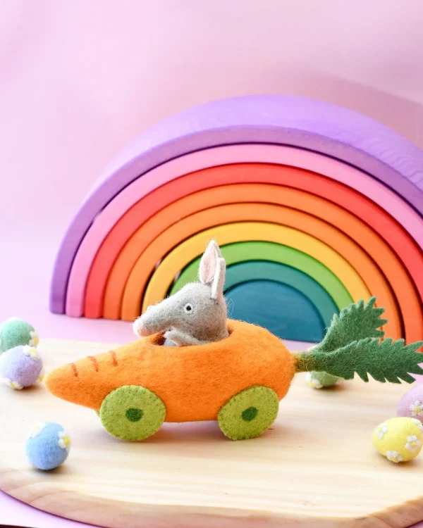 felt bilby in carrot car